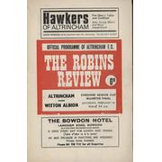 ALTRINCHAM V WITTON ALBION (CHESHIRE SENIOR CUP 1/4 FINAL) 1968-69 FOOTBALL PROGRAMME