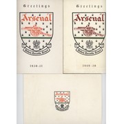 ARSENAL FOOTBALL CLUB OFFICIAL CHRISTMAS CARDS 1949-55 (X3)