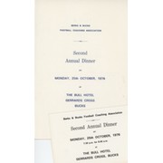 BERKS & BUCKS F.A. DINNER MENU 1976 - SIGNED BY JOE MERCER & OTHERS