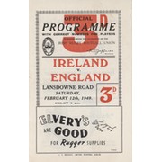 IRELAND V ENGLAND 1949  RUGBY UNION PROGRAMME (TRIPLE CROWN)