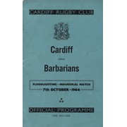 CARDIFF V BARBARIANS 1964 RUGBY UNION PROGRAMME