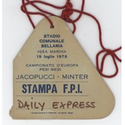 ANGELO JACOPUCCI V ALAN MINTER 1978 (BELLARIA, ITALY) BOXING PRESS PASS