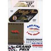 AUSTRALIAN GRAND PRIX COLLECTION OF OFFICIAL STICKERS 1985-2001 (x10)