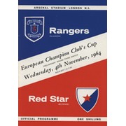 RANGERS V RED STAR BELGRADE 1964-65 (EUROPEAN CUP) FOOTBALL PROGRAMME