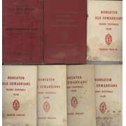 NUNEATON OLD EDWARDIANS RUGBY FOOTBALL CLUB FIXTURES CARDS 1933-75 (X7)