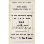 TED DEXTER (SUSSEX AND ENGLAND) 1964 ELECTION FLYER