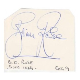 BRIAN ROSE CRICKET AUTOGRAPH