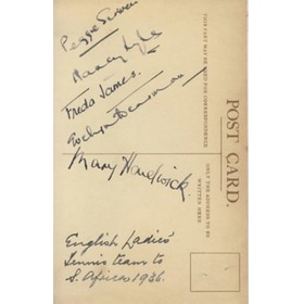 ENGLAND LADIES TENNIS TEAM TO SOUTH AFRICA 1936