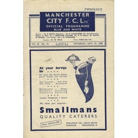 MANCHESTER CITY V DERBY COUNTY 1948/49 FOOTBALL PROGRAMME
