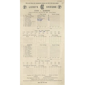ETON V HARROW 1958 CRICKET SCORECARD