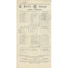 ETON V HARROW 1930 CRICKET SCORECARD