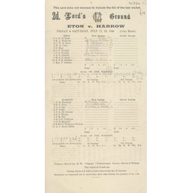 ETON V HARROW 1946 CRICKET SCORECARD