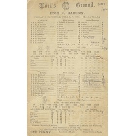 ETON V HARROW 1911 CRICKET SCORECARD