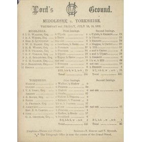 MIDDLESEX V YORKSHIRE 1878 CRICKET SCORECARD