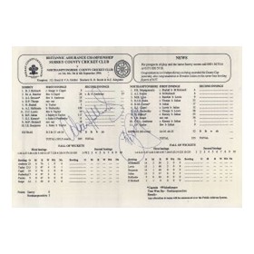 SURREY V NORTHAMPTONSHIRE 1996 (SIGNED BY HOLLIOAKE & JULIAN) CRICKET SCORECARD