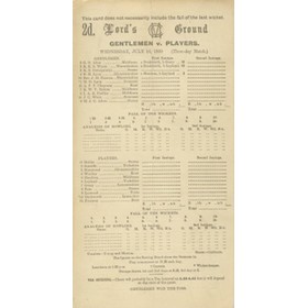 GENTLEMEN V PLAYERS 1930 CRICKET SCORECARD