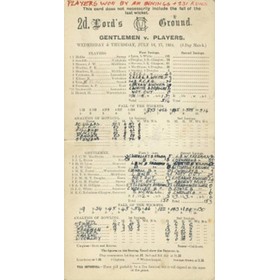 GENTLEMEN V PLAYERS 1924 CRICKET SCORECARD