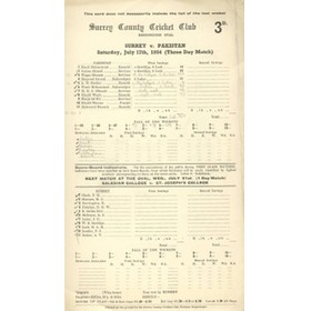 SURREY V PAKISTAN 1954 CRICKET SCORECARD
