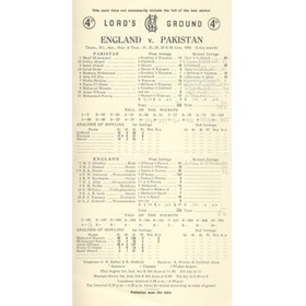 ENGLAND V PAKISTAN 1962 (LORD