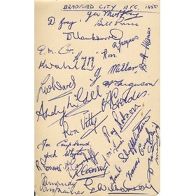BRADFORD CITY FOOTBALL CLUB 1950 SIGNED ALBUM PAGE