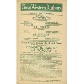 PLYMOUTH ARGYLE/EXETER CITY/TORQUAY UNITED 1931 FOOTBALL RAILWAY HANDBILL