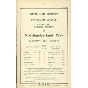 TOTTENHAM HOTSPUR V PLYMOUTH ARGYLE 1937 FOOTBALL RAILWAY HANDBILL