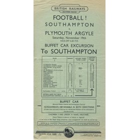 SOUTHAMPTON V PLYMOUTH ARGYLE 1949 FOOTBALL RAILWAY HANDBILL