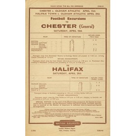 CHESTER CITY V OLDHAM ATHLETIC 1950 (RAILWAY HANDBILL)