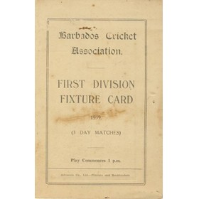 BARBADOS CRICKET SEASON 1939 (FIXTURE CARD)