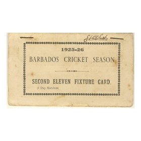 BARBADOS CRICKET SEASON 1925-26 (2ND XI FIXTURE CARD)