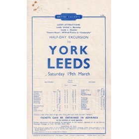 LEEDS UNITED V BARNSLEY 1949 FOOTBALL RAILWAY HANDBILL