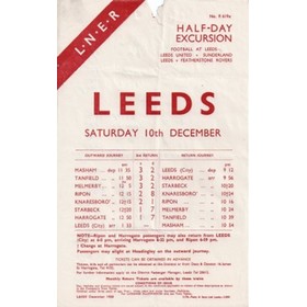 LEEDS UNITED V SUNDERLAND 1938 FOOTBALL RAILWAY HANDBILL