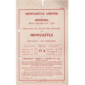 NEWCASTLE UNITED V ARSENAL 1936 FOOTBALL RAILWAY HANDBILL