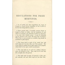 CROQUET: REGULATIONS FOR PRIZE MEETING
