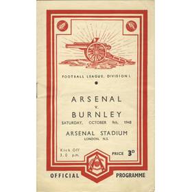 ARSENAL V BURNLEY 1948-49 FOOTBALL PROGRAMME