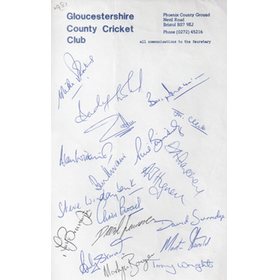 GLOUCESTERSHIRE 1981 CRICKET AUTOGRAPH SHEET