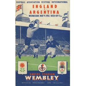 ENGLAND V ARGENTINA 1951 FOOTBALL PROGRAMME