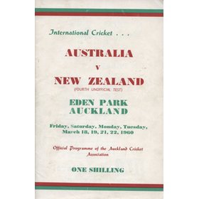 NEW ZEALAND V AUSTRALIA 1960 ( 4TH UNOFFICIAL TEST, EDEN PARK) CRICKET PROGRAMME