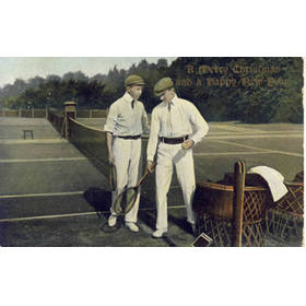 TWO MEN PREPARING FOR A GAME OF TENNIS