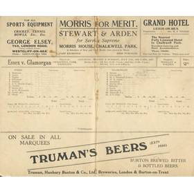 ESSEX V GLAMORGAN 1937 CRICKET SCORECARD