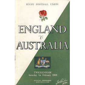 ENGLAND V AUSTRALIA 1958 RUGBY PROGRAMME