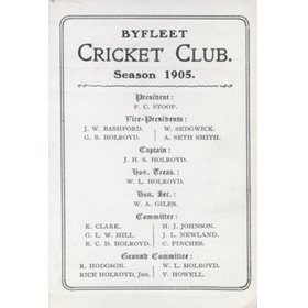 BYFLEET CRICKET CLUB (SURREY) 1905 FIXTURES CARD