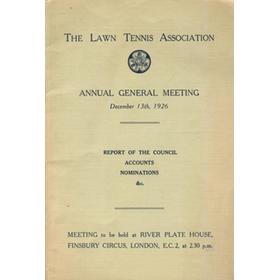 THE LAWN TENNIS ASSOCIATION ANNUAL GENERAL MEETING 1926
