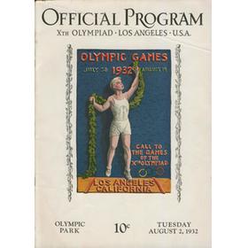 LOS ANGELES OLYMPICS 1932 - 2ND AUGUST OFFICIAL PROGRAM