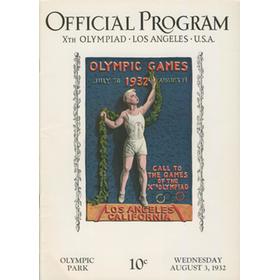 LOS ANGELES OLYMPICS 1932 - 3RD AUGUST OFFICIAL PROGRAM