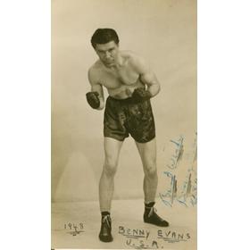 BENNY EVANS (USA) SIGNED BOXING PHOTOGRAPH 1948