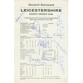 LEICESTERSHIRE V AUSTRALIA 1975 SIGNED SCORECARD