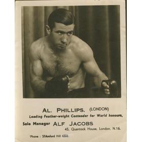 AL PHILLIPS (ENGLAND) BOXING PHOTOGRAPH