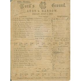 ETON V HARROW 1887 CRICKET SCORECARD
