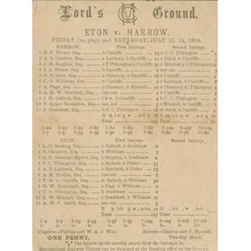 ETON V HARROW 1894 CRICKET SCORECARD